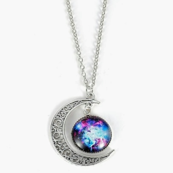Jewelry - Galaxy crescent pendant necklace